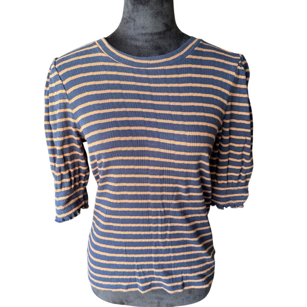 Lucky Brand Woman Size S/P Striped Blue and Orange Women's Top